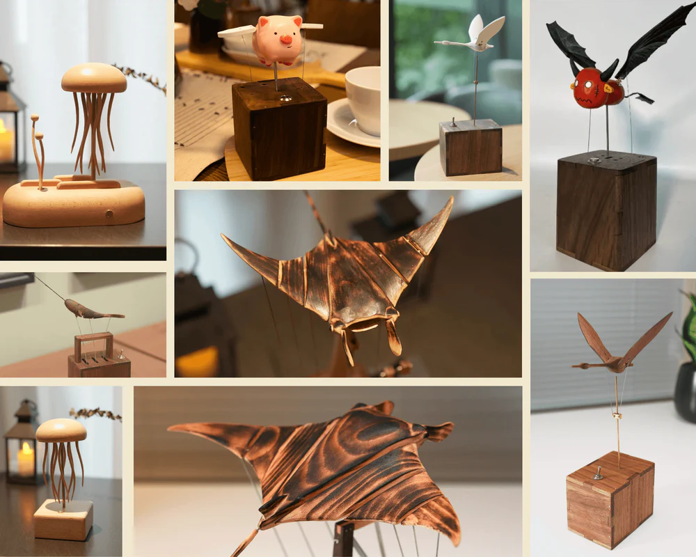 Sienna Saphir® Handcrafted Wooden Manta Ray Automated