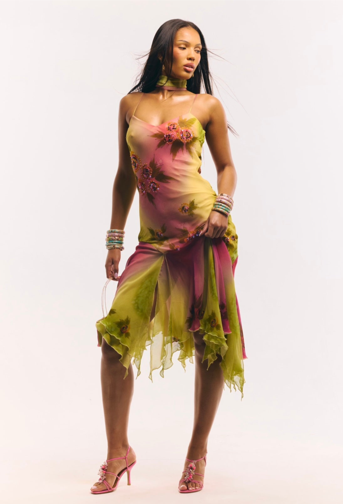 The Coral Gown Silk & Handbeaded