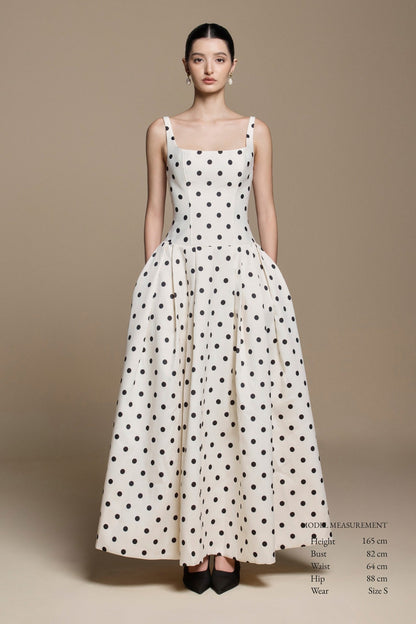 Leila Long Polka Dot Dress