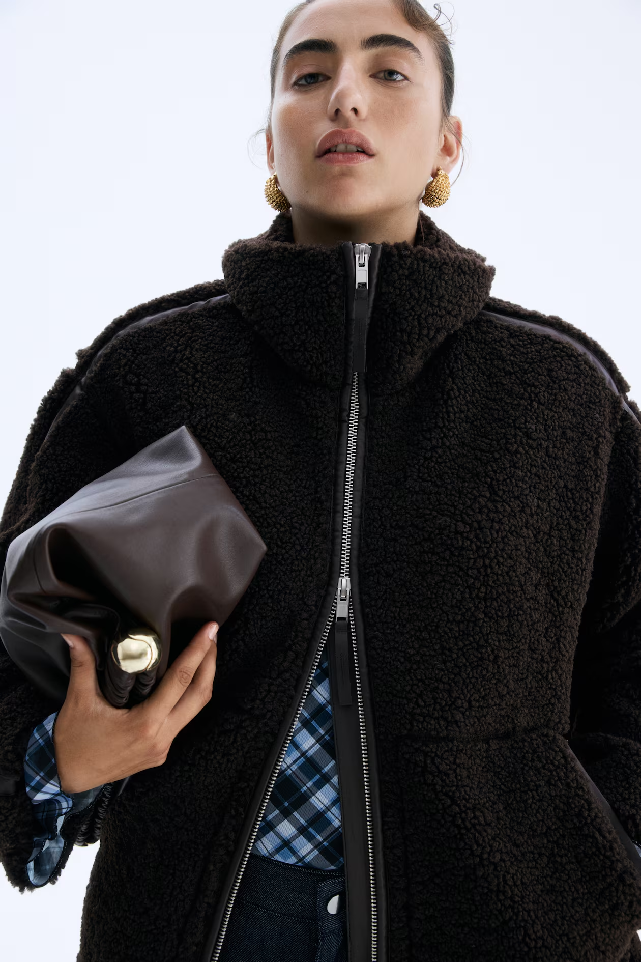 Loose-Fit Teddy Fleece Jacket