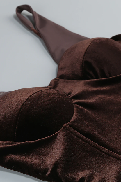 Roselia Velvet Corset Maxi Dress - Cacao Brown Limited Edition