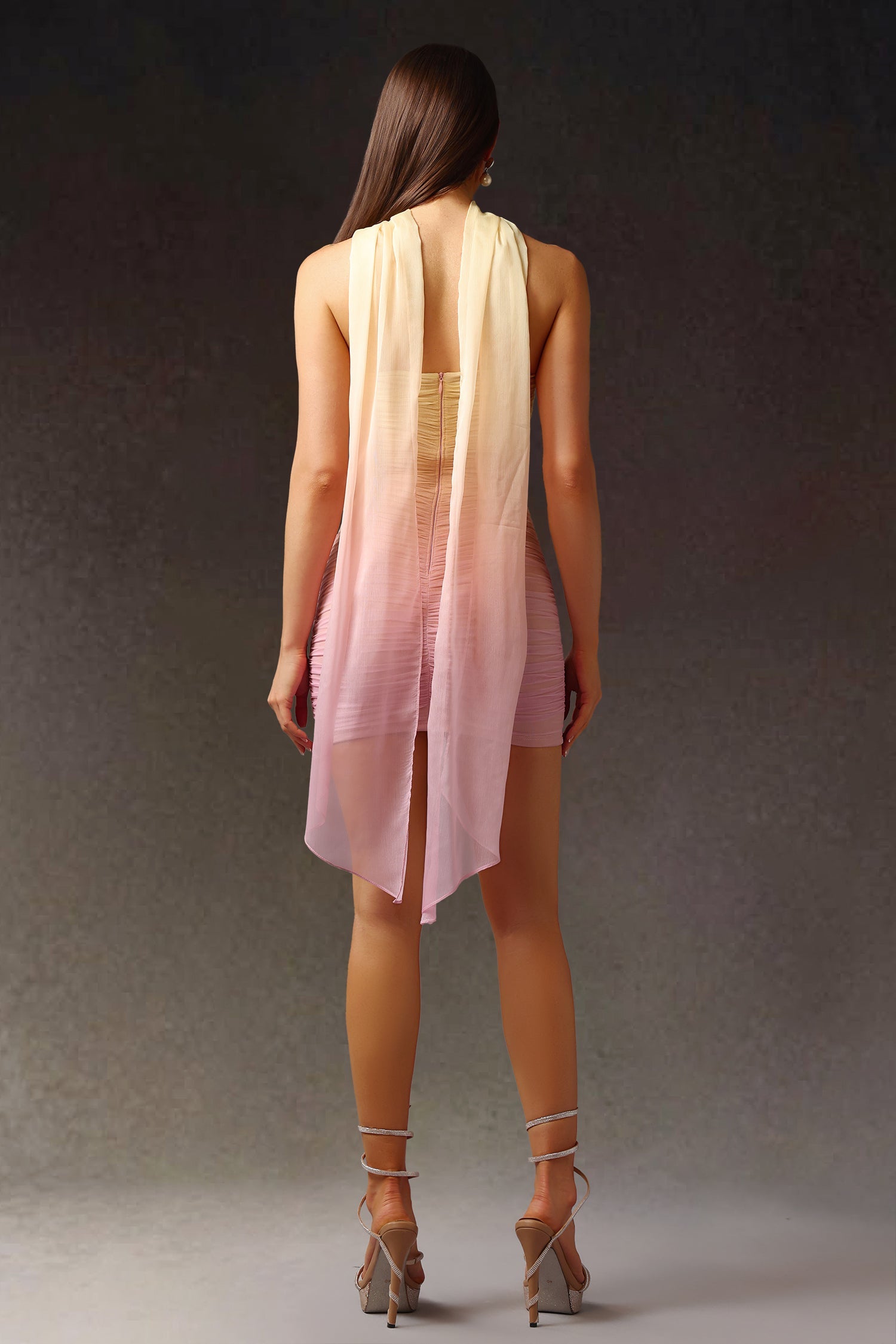 Rode Off-The-Shoulder Sleeveless Ribbon Mini Dress