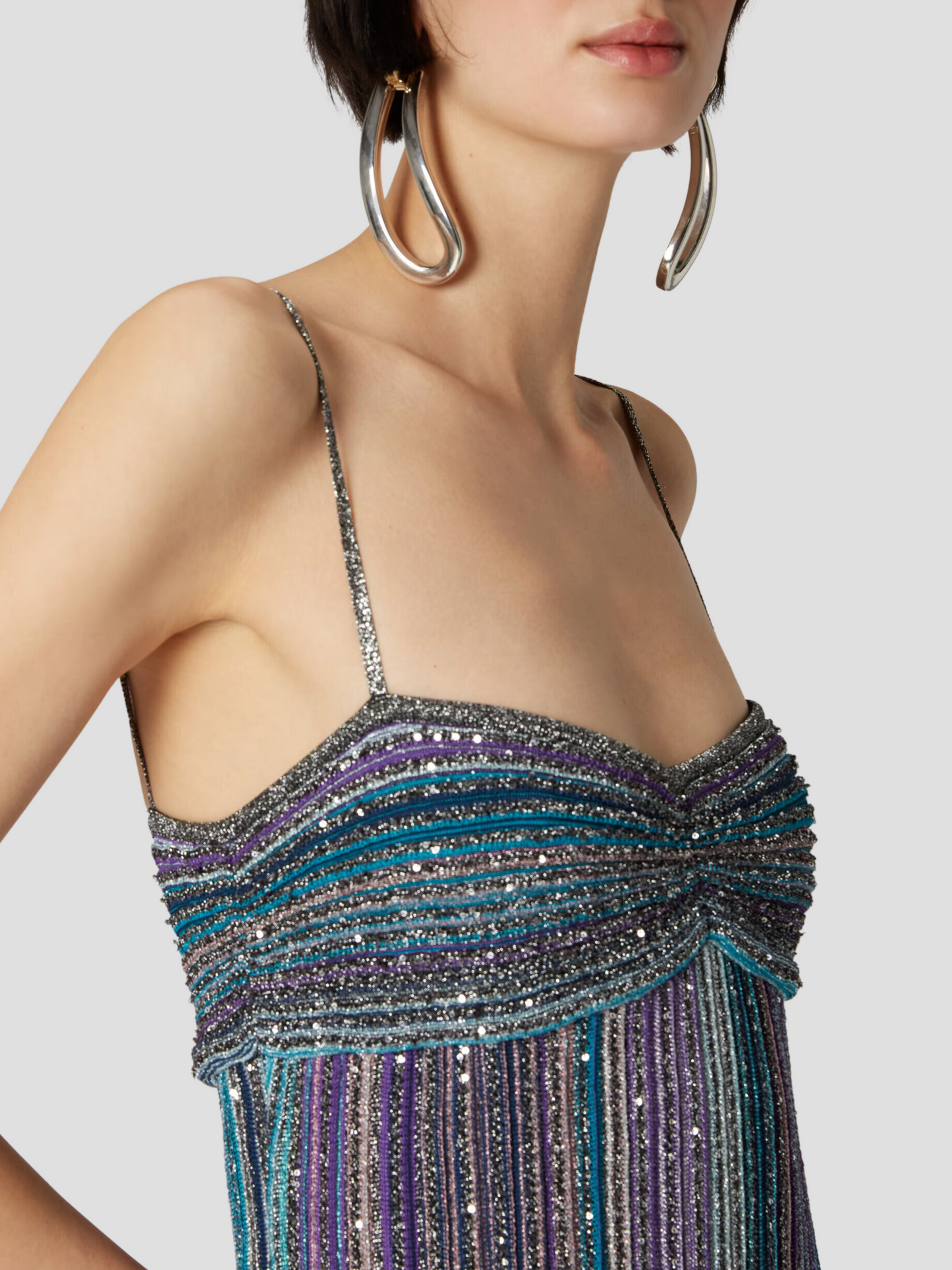 Sequin Lurex Crochet-Knit Gown Dress