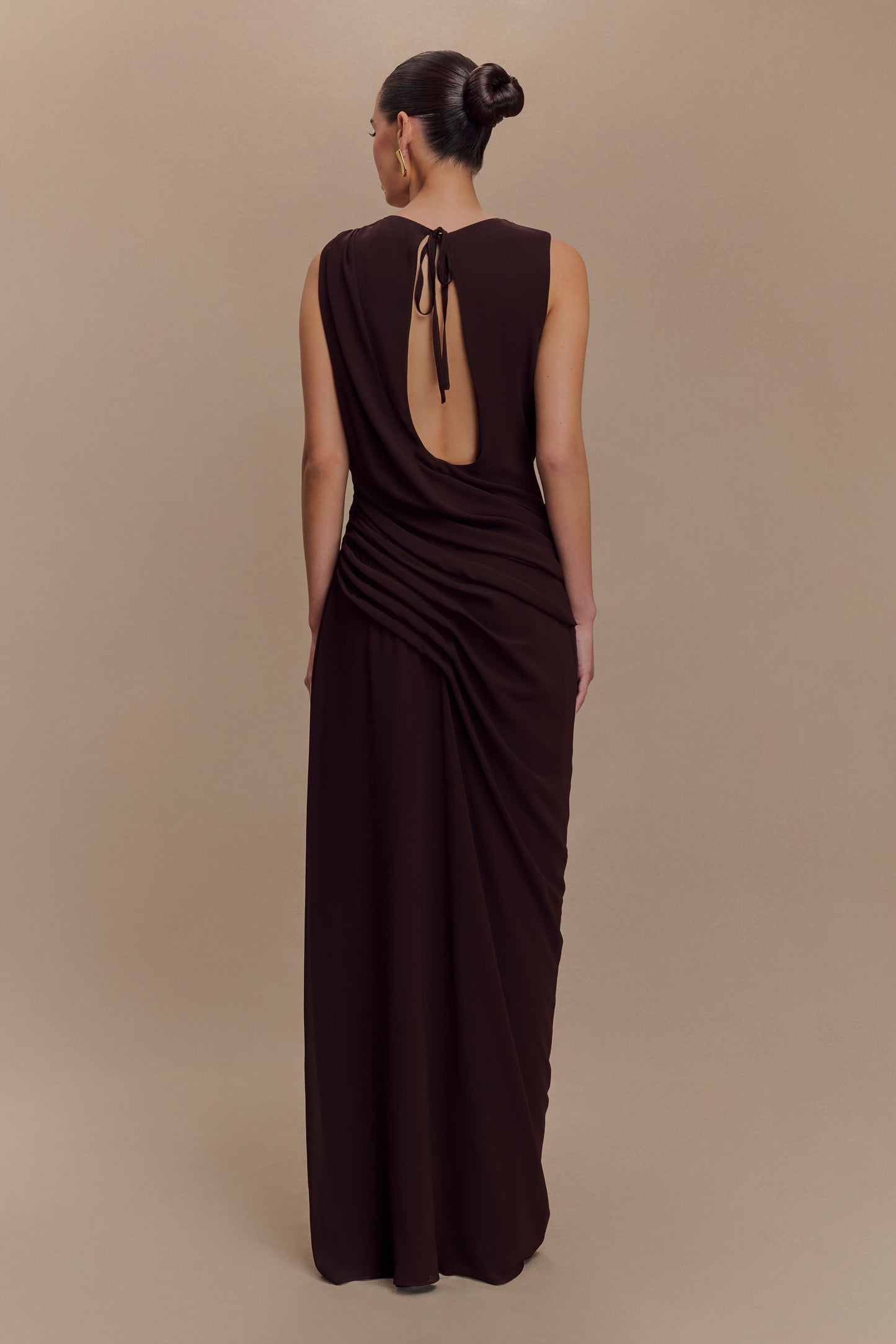 Orianna Chiffon Maxi Dress - Cacao Brown