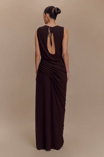 Orianna Chiffon Maxi Dress - Cacao Brown