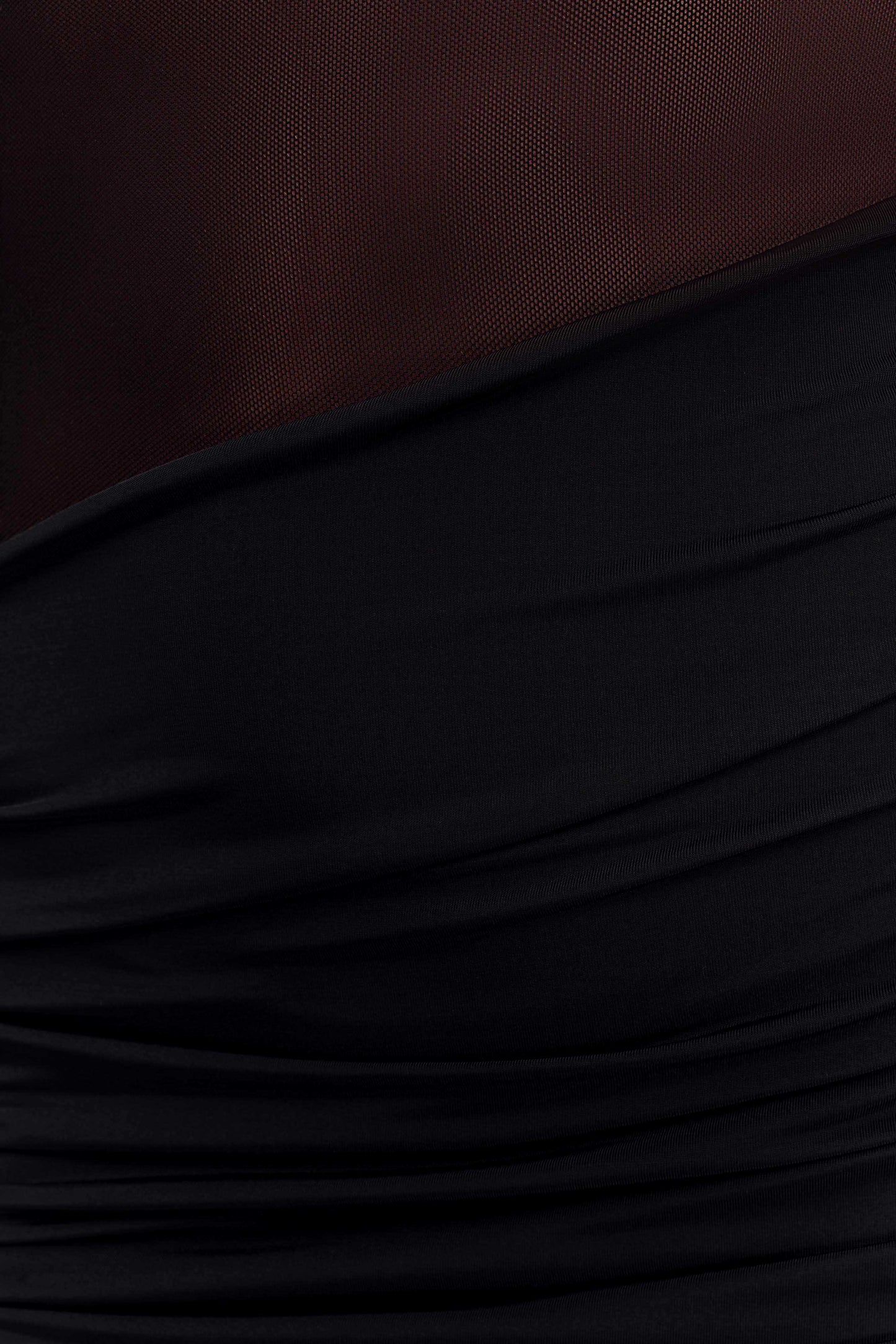 Onyx One Shoulder Mesh Maxi Dress