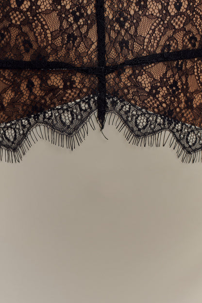 Lina Lace And Satin Maxi Dress - Black/Ivory