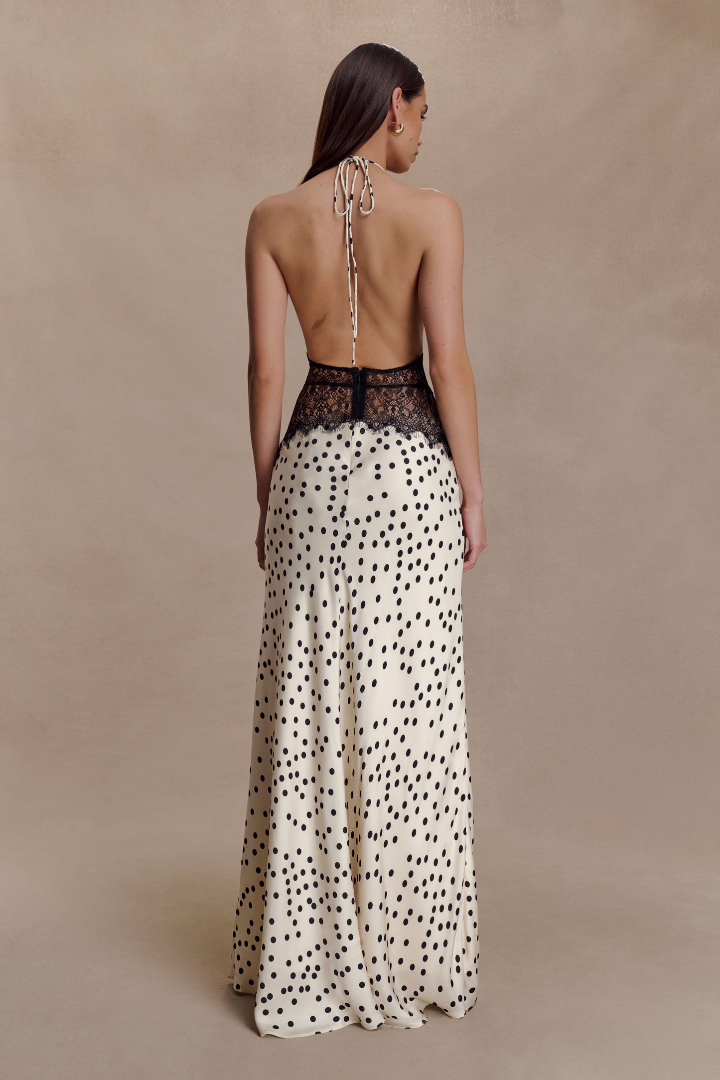 Linah Lace And Satin Maxi Dress - Polkadot