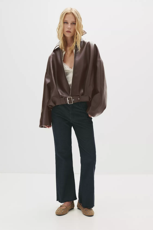 Faux leather bomber jacket