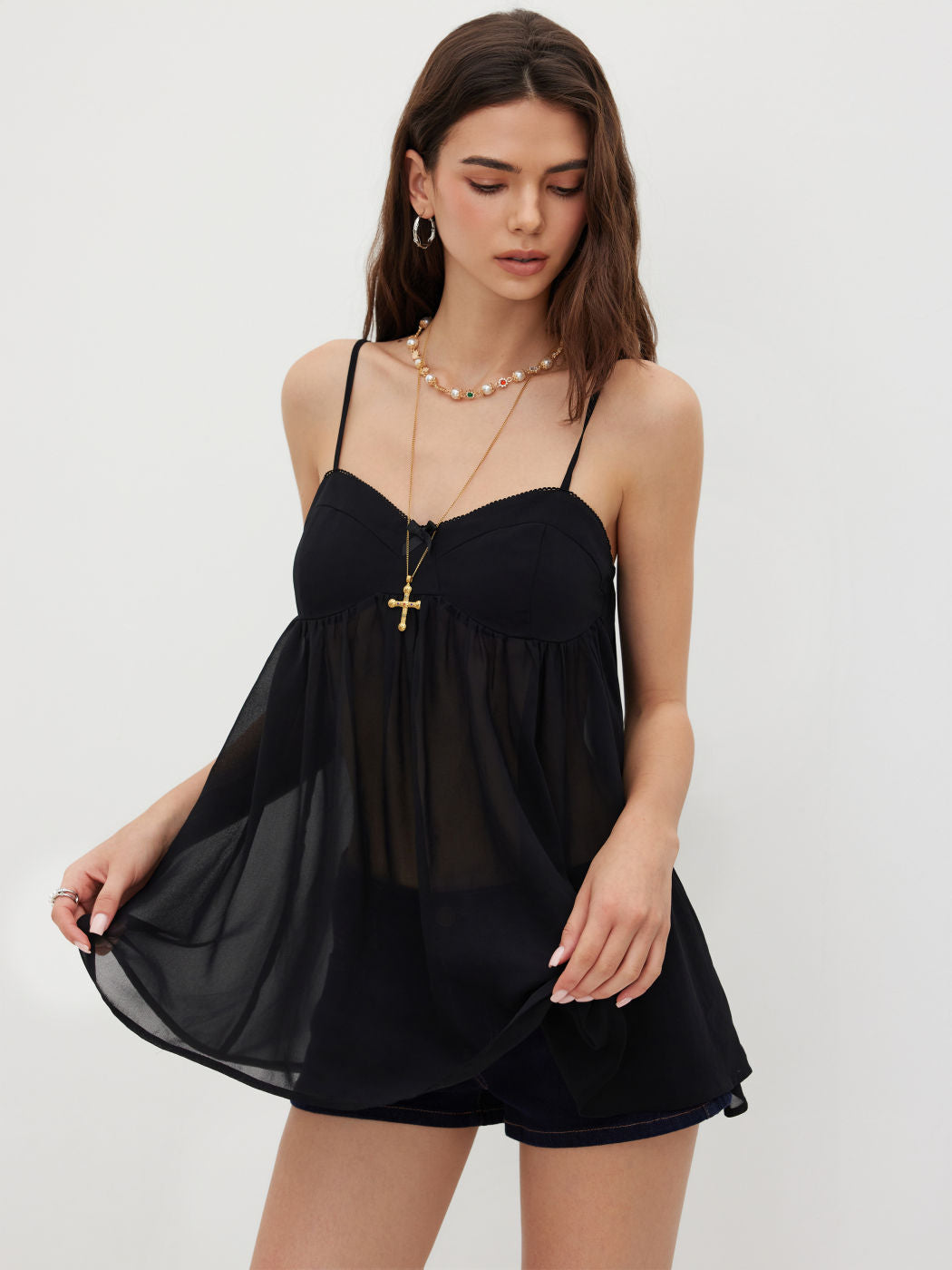 High Rise Bownot Top - Black