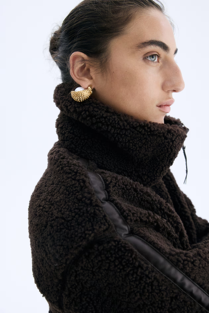 Loose-Fit Teddy Fleece Jacket