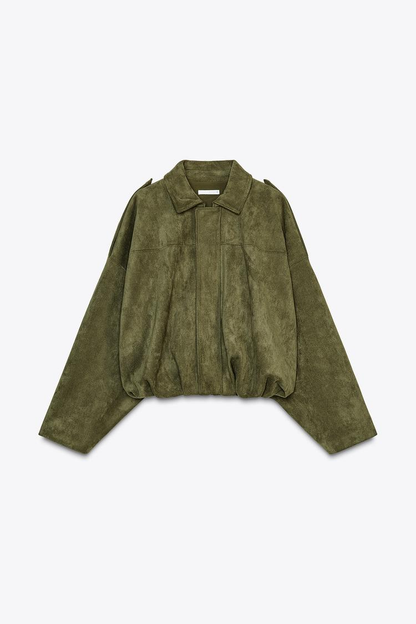 Suede Effect Bomber Jacket