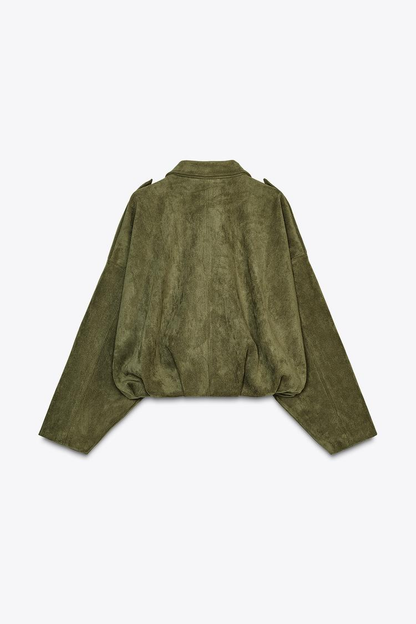 Suede Effect Bomber Jacket