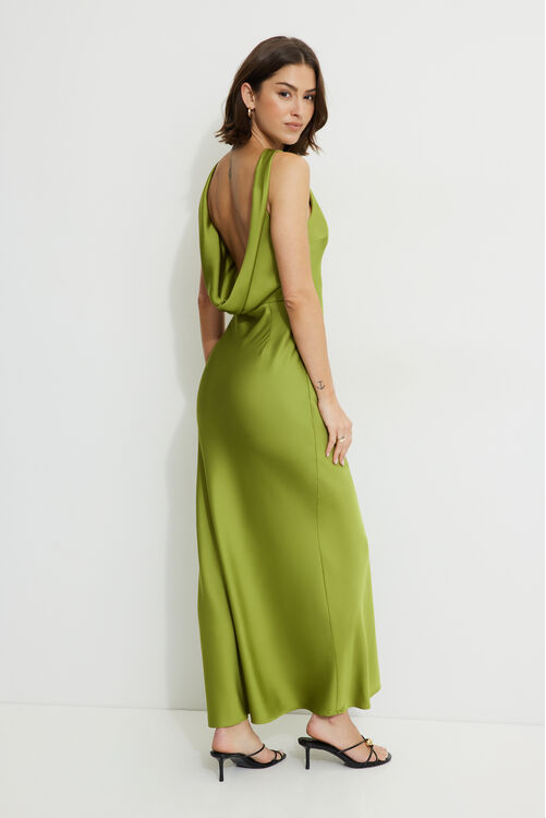 Brucelia Open Back Satin Maxi Slip Dress