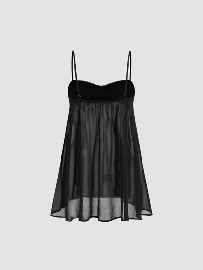 High Rise Bownot Top - Black