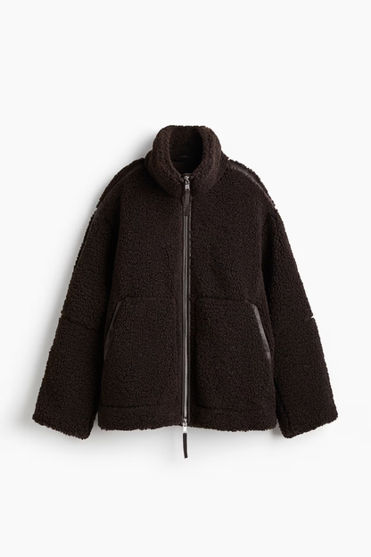 Loose-Fit Teddy Fleece Jacket