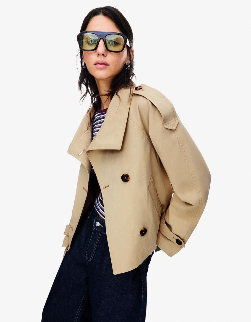 Cropped trench coat