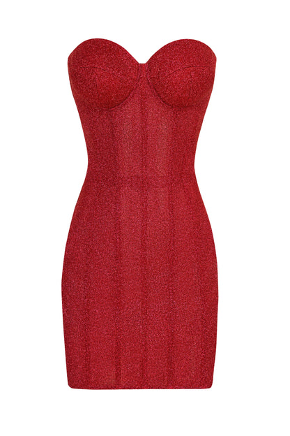 Statiana Brilliance Shiny Red Corset Dress