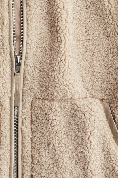 Loose-Fit Teddy Fleece Jacket