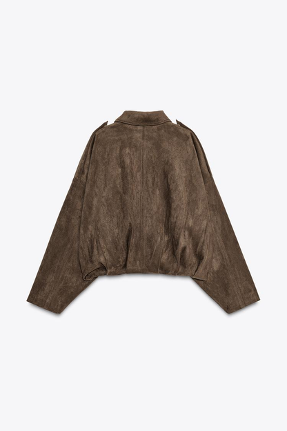 Suede Effect Bomber Jacket