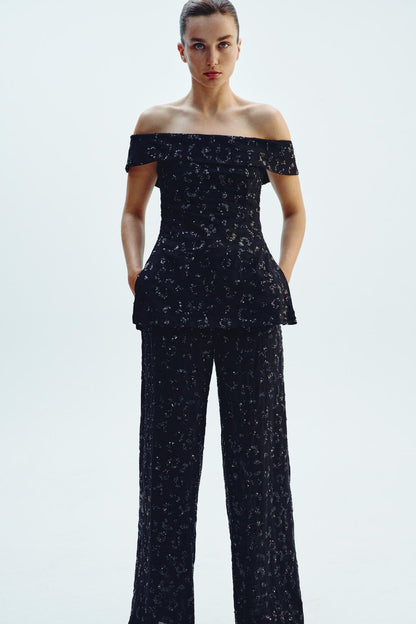 Briana Black Sequin Set