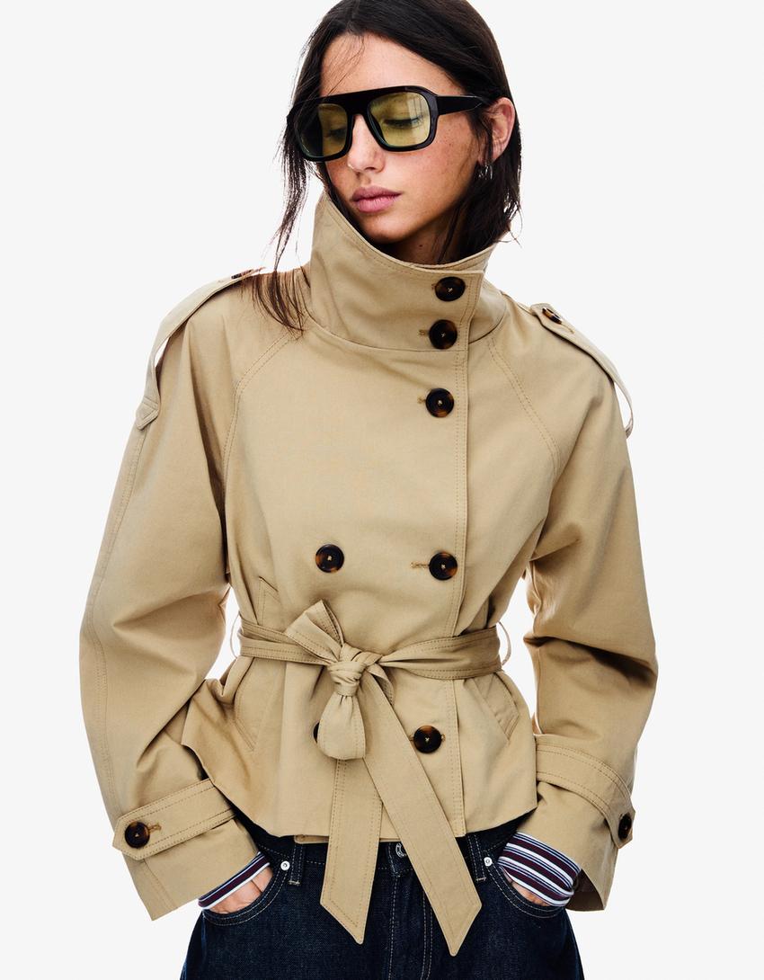 Cropped trench coat