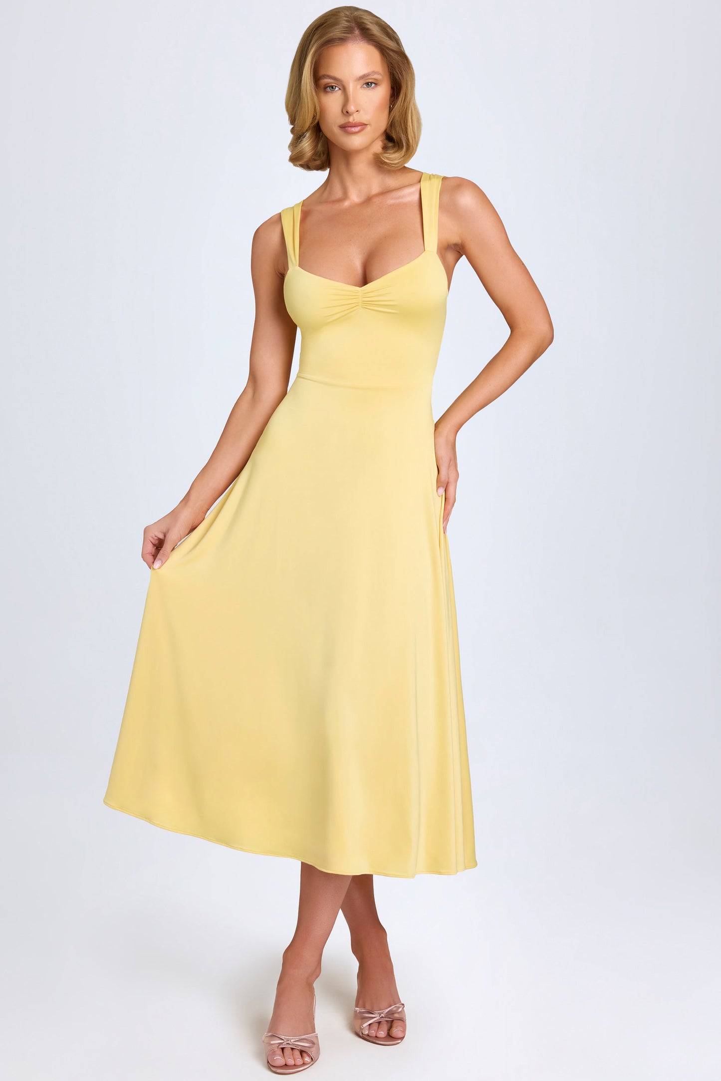 Rubba Neck Ruched Midaxi Dress