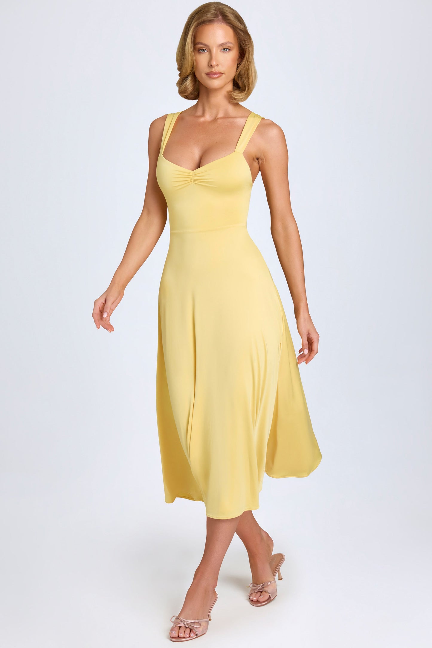 Rubba Neck Ruched Midaxi Dress