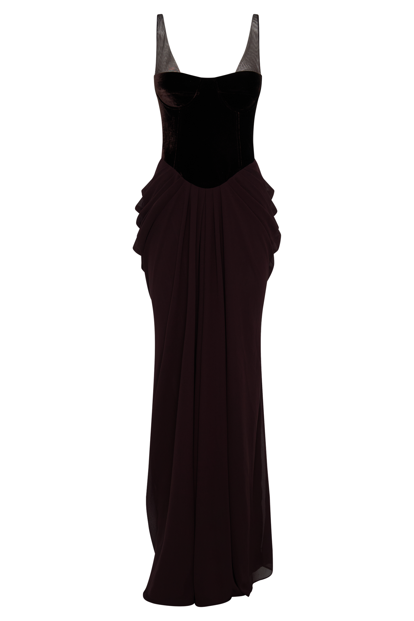 Roselia Velvet Corset Maxi Dress - Cacao Brown Limited Edition