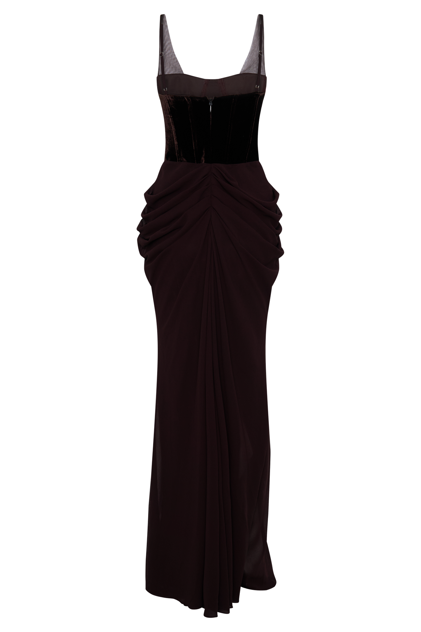 Roselia Velvet Corset Maxi Dress - Cacao Brown Limited Edition