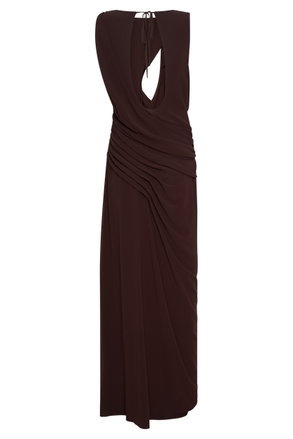 Orianna Chiffon Maxi Dress - Cacao Brown