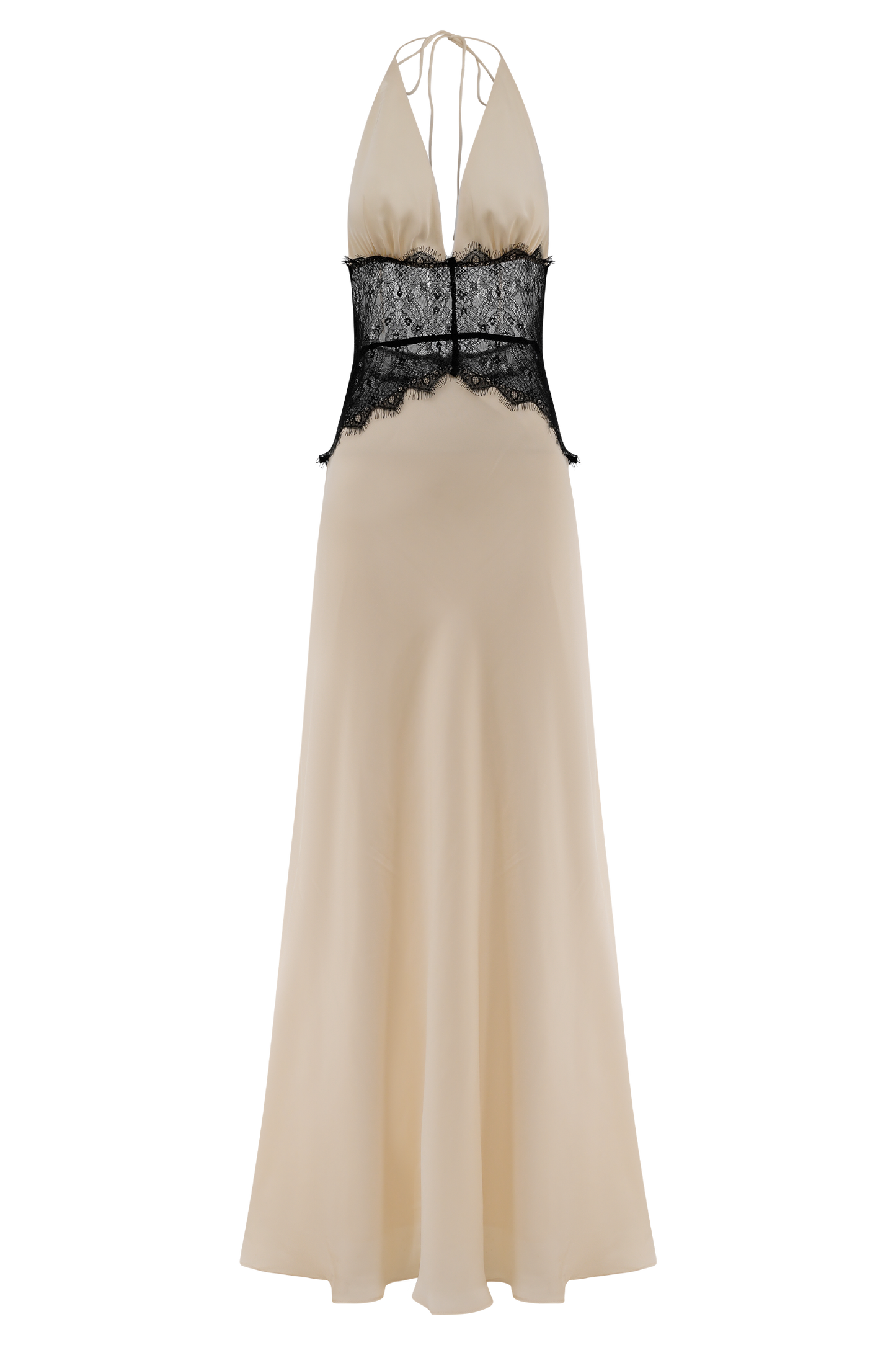 Lina Lace And Satin Maxi Dress - Black/Ivory