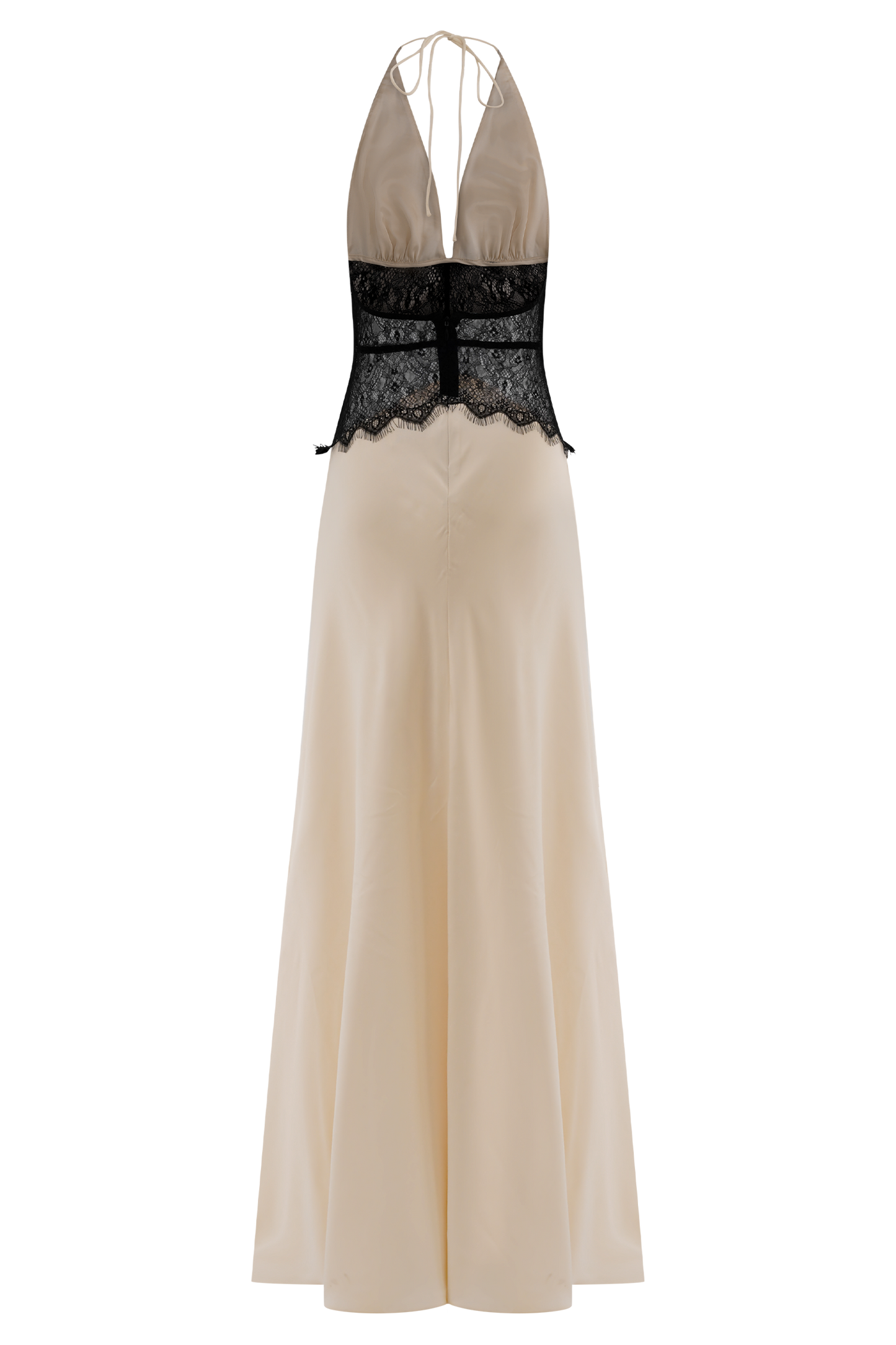 Lina Lace And Satin Maxi Dress - Black/Ivory