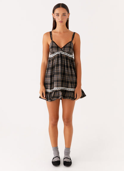 Kalista Mini Dress - Brown Check