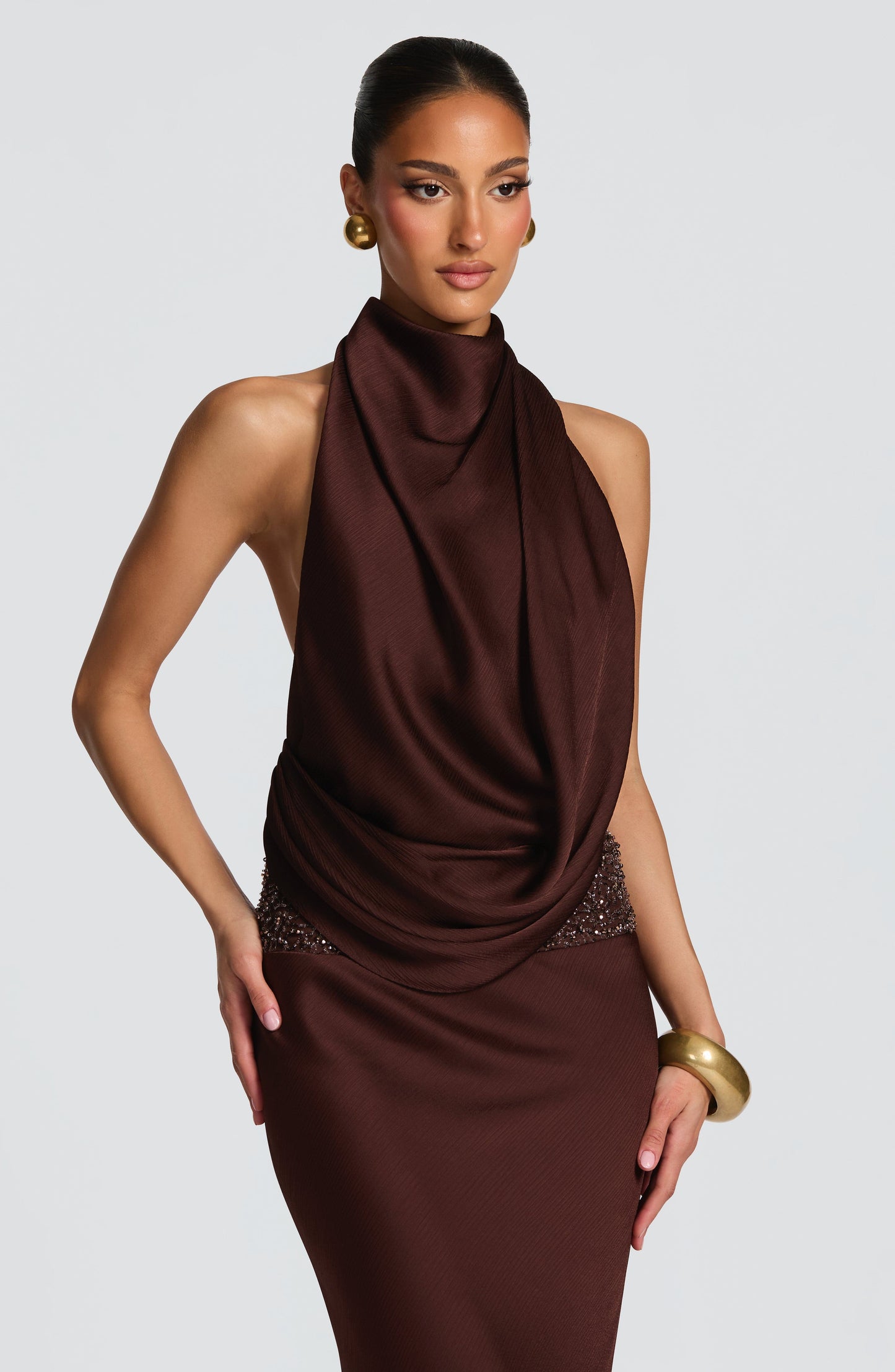 Armelle Maxi Dress - Plum Brown Dress Babyboo Fashion Premium Exclusive Design