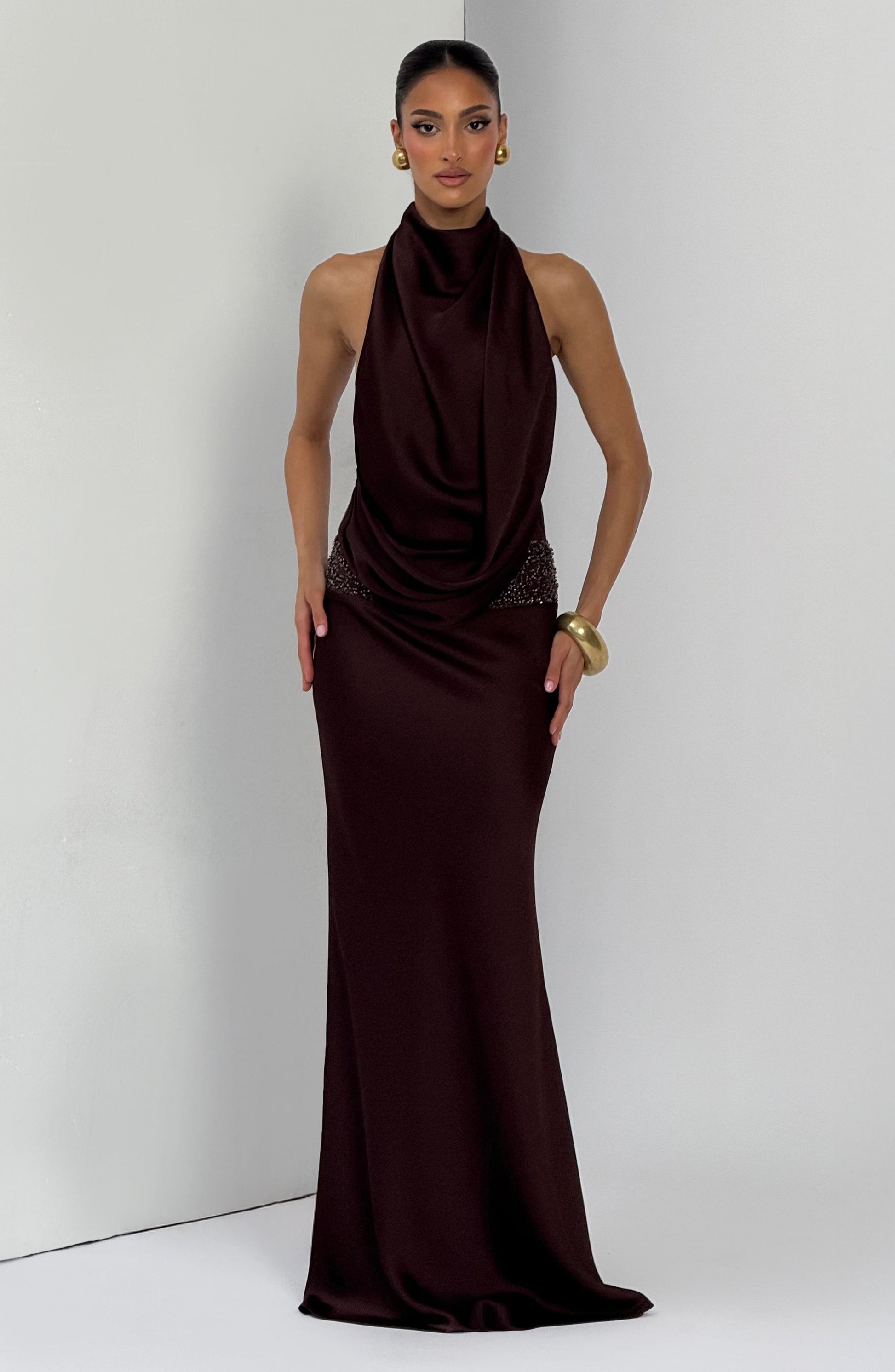 Armelle Maxi Dress - Plum Brown Dress Babyboo Fashion Premium Exclusive Design