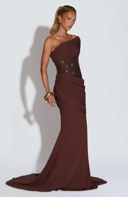Ellora Gown - Plum Brown Dress Babyboo Fashion Premium Exclusive Design