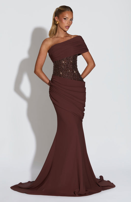 Ellora Gown - Plum Brown Dress Babyboo Fashion Premium Exclusive Design