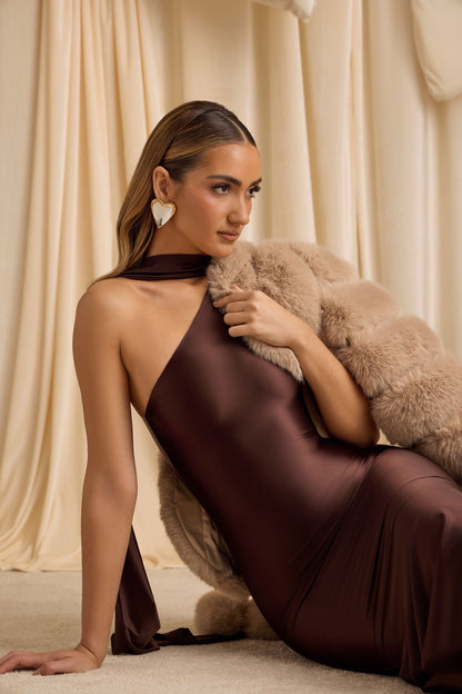 Akali Asymmetric Scarf-Detail Midaxi Dress