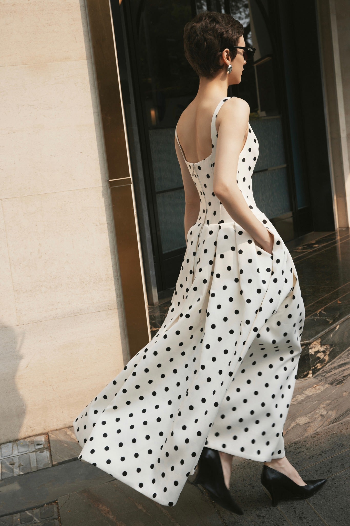 Leila Long Polka Dot Dress