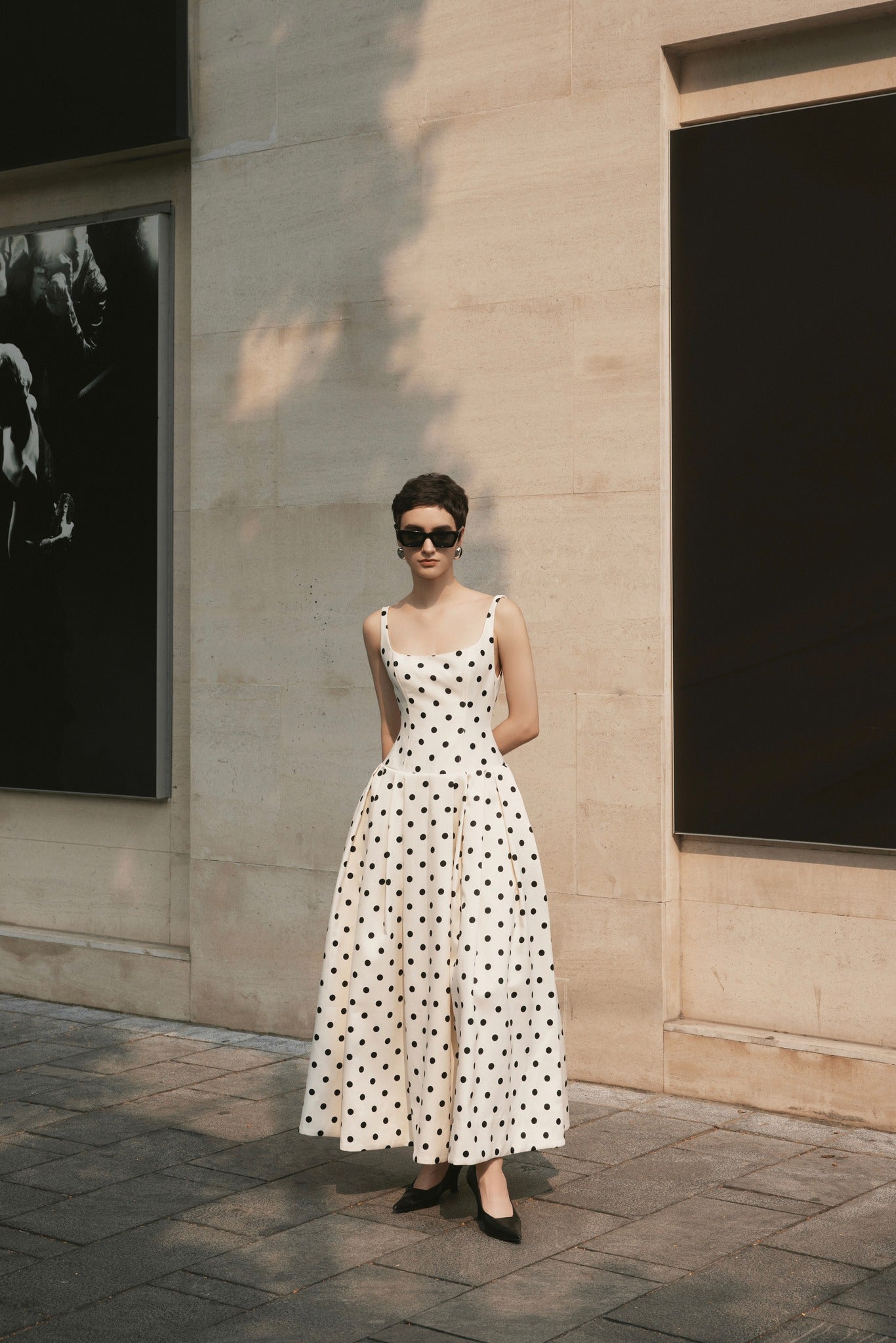 Leila Long Polka Dot Dress